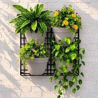 Voltico 4 Pot Wall Planter Hanging Plant Holder in Dark Grey