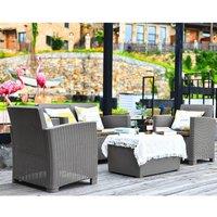 Centurion Supports SANTANA 4-pc PE Rattan 4-Seater with Cushions Garden Furniture in Grey