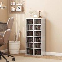 HOMCOM Set of 2 CD Storage Units with Adjustable Shelves in White