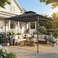OUTSUNNY 3 x 3 m Gazebo, Outdoor Gazebo Canopy with 2-Tier Roof in Dark Grey