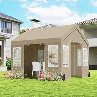 OUTSUNNY 3 x 3 m Party Tent, Outdoor Canopy Tent with Sidewalls, Beige | Size: 3m x 3m
