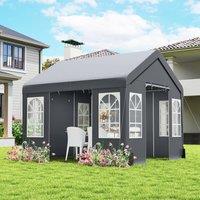 OUTSUNNY 3 x 3 m Party Tent, Outdoor Canopy Tent with Sidewalls in Grey | Size: 3m x 3m