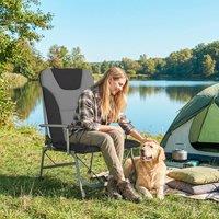 OUTSUNNY Camping Chair Reclining Padded for Adults in Black