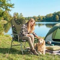 OUTSUNNY Camping Chair Reclining Padded for Adults in Green