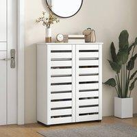 HOMCOM Shoe Storage Cabinet with Slatted Doors for 15 Pairs of Shoes White