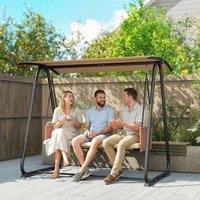 OUTSUNNY 3 Seater Garden Swing Chair with Adjustable Canopy in Beige