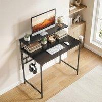 HOMCOM Computer Desk, 80cm Home Office Study Table with Hutch Shelf in Black