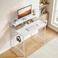 HOMCOM Computer Desk, 80cm Home Office Study Table with Hutch Shelf in White