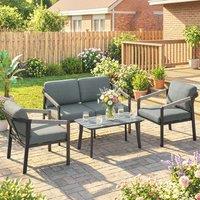 OUTSUNNY 4 Seater Aluminium Garden Furniture Set, Outdoor Patio Furniture in Black