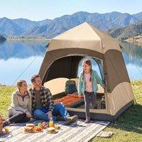OUTSUNNY Double Layer Pop Up Tent with Rainfly, Portable Camping Shelter in Brown