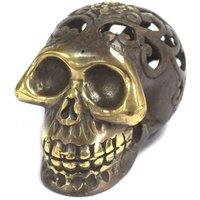 KDMD Vintage Brass Skull Statue - Large Fengshui Decor for Home & Spa in Gold