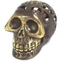 KDMD Vintage Brass Skull Ornament - Feng Shui Decor for Home & Spa in Gold