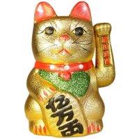 KDMD Lucky Chinese Waving Cat Statue - Wealth & Fortune Talisman, 17cm in Gold
