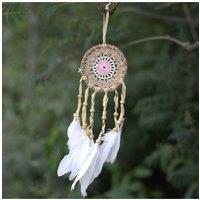 KDMD Pastel Pink Macram Dream Catcher - Handmade Bali Boho Decor