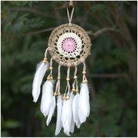 KDMD Pastel Pink Macram Dream Catcher 12cm - Handmade Bali Blessings