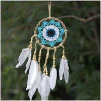 KDMD Pastel Blue Macram Dream Catcher 12cm - Handmade Bali Blessings