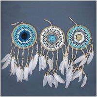 KDMD Pastel Blue Macram Dream Catcher 16cm - Handmade Bali Blessings