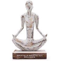 KDMD Wooden Yoga Lady Decor - Whitewash, Easy Pose, Mindfulness Gift in White