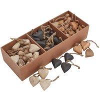 KDMD Pack of 90 Rustic Wooden Heart Hanging Decorations for Retail