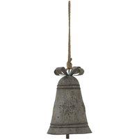 KDMD Rustic Metal Hanging Bell with Bow - Vintage Farmhouse Decor in Grey