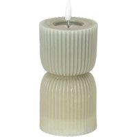 KDMD Luxe Collection Grey Carved LED Candle - Realistic Flicker, Safe Decor