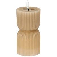 KDMD Luxe Collection Natural Glow 2.75x6 Stone Carved LED Candle in Light Brown