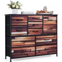 Costway 11-Drawer Dresser 100 cm Tall Storage Chest w/Non-Woven Fabric Drawers in Brown