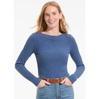 Lands' End Women's Long Sleeve Rib Knit Boatneck Top in Light Blue | Size: 14-16