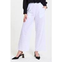 Liquorish Women's White Relaxed Fit Trousers | Size: 14