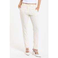 Liquorish Women's Cream Tailored Slim Fit Trousers | Size: 18