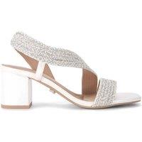 Carvela Women's 'Gala Block Jewel Wide Fit' Fabric Heels in White | Size: 3