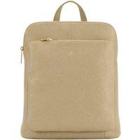 Kitise Women's Genuine Italian Leather Convertible Backpack Shoulder Handbag in Beige