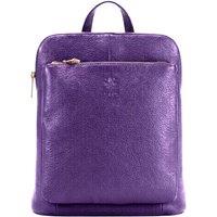 Kitise Women's Genuine Italian Leather Convertible Backpack Shoulder Handbag in Purple
