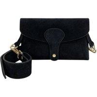 Kitise Women's Magnetic Flap Closure Genuine Suede Leather Crossbody Bag in Black