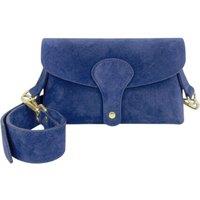 Kitise Women's Magnetic Flap Closure Genuine Suede Leather Crossbody Bag in Blue
