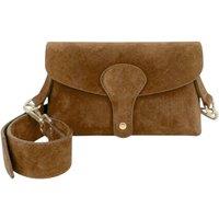 Kitise Women's Magnetic Flap Closure Genuine Suede Leather Crossbody Bag in Brown