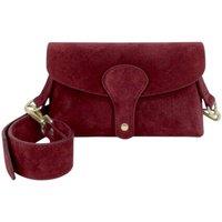 Kitise Women's Magnetic Flap Closure Genuine Suede Leather Crossbody Bag in Burgundy