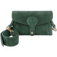 Kitise Women's Magnetic Flap Closure Genuine Suede Leather Crossbody Bag in Dark Green