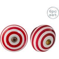 Nicola Spring Round Ceramic Cabinet Knobs Stripe - Pack of 6 in Dark Red | Size: 1000mm x 500mm