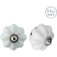 Nicola Spring Floral Ceramic Cabinet Knobs - Pack of 24 in White | Size: 1000mm x 500mm