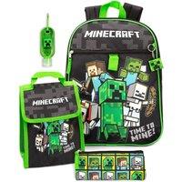 Minecraft Men's 4 Piece Backpack Set | Boys Black | Official Merch