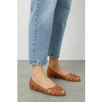 Dorothy Perkins Women's Prim Peep Toe Ballet Pumps in Tan | Size: 3