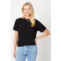 Dorothy Perkins Women's Cotton Crew Neck T-Shirt in Black | Size: 18