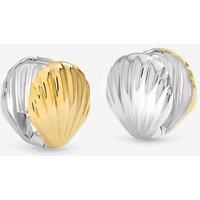 Inicio Women's Two Tone Large Shell Hoop Earrings - Gift Pouch