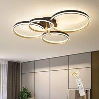 NIVOR 60W 4 Ring LED Dimmable Flush Mount Ceiling Light with Remote 3 Color in Gold