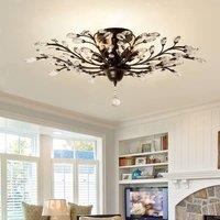 NIVOR Vintage K9 Metal Crystal Chandelier 5-Light Ceiling Pendant Black E14