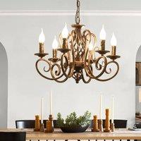 NIVOR French Country Candle Chandeliers Wrought Iron Pendant Light Hanging in Bronze