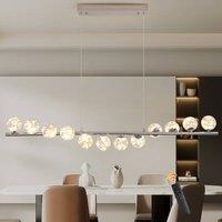 NIVOR 12 Round Glass LED Dimmable Linear Kitchen Island Pendant Light Chrome in Silver