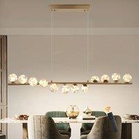 NIVOR 12 LED Round Glass Dimmable Linear Kitchen Island Pendant with Remote in Gold