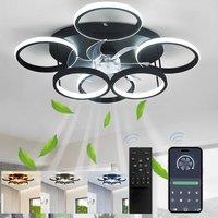 NIVOR 7 Blade Dimmable 6 LED Ceiling Fan with Remote APP Adjustable in Black